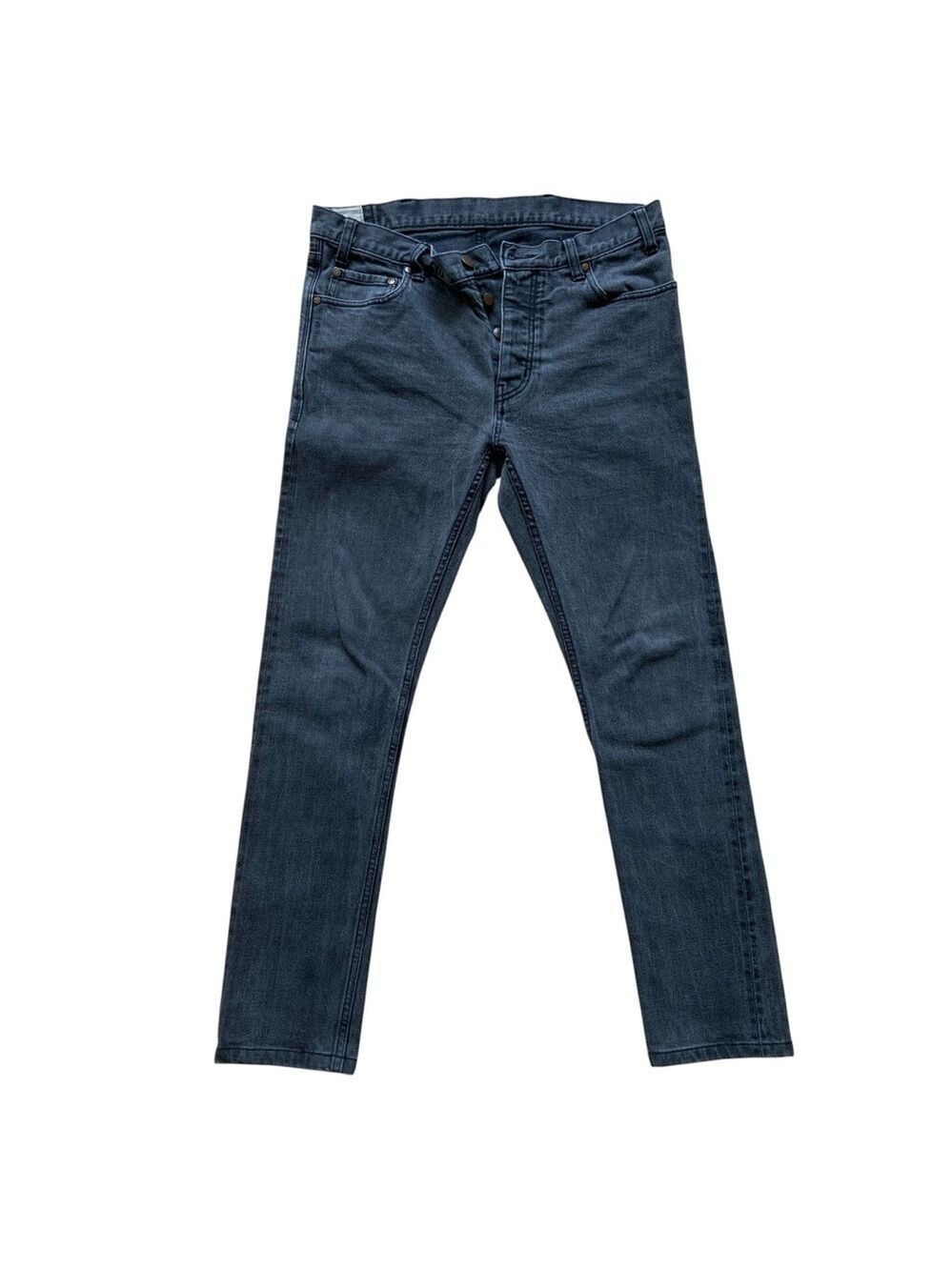 Han black men jeans faded black button fly Kjobenhavn selvage stretch denim  33